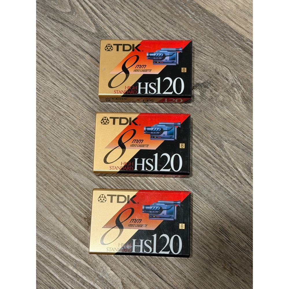 3 Pack TDK 8mm Video Cassette HS120 High Standard P6-120HS Blank Tapes Sealed
